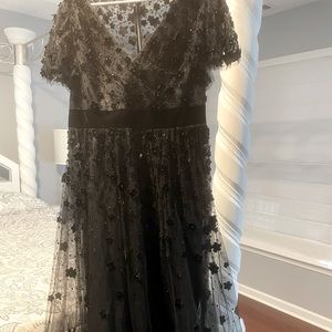 Beautiful Mac Duggal dress worn once! Embellished butterfly sleeves, lace,velvet